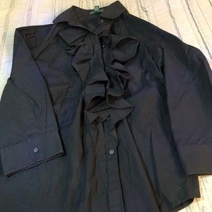 Ralph Lauren Black Ruffle Blouse